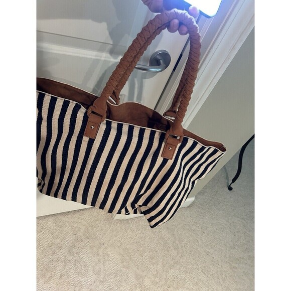 MERONA Navy and White Stripe Weekender Bag - Picture 3 of 5